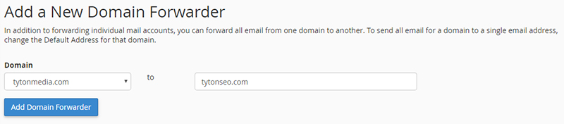 add new domain forwarder cpanel